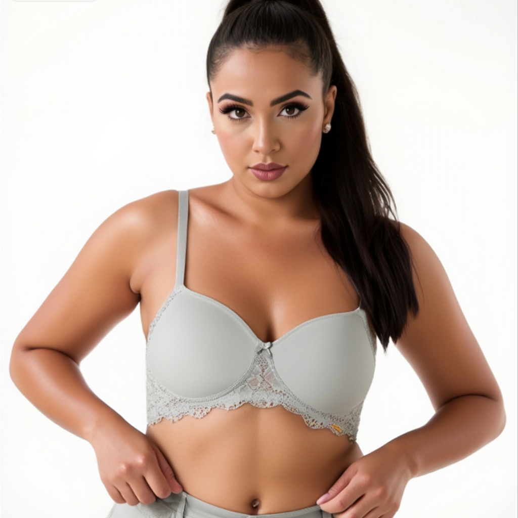 Liorah Lace Elegance Bra close-up of delicate floral lace pattern and scallop edges