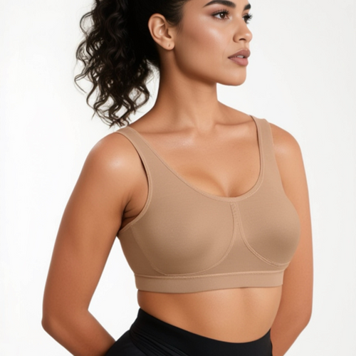CloudSoft Lounge Bra in Hazelnut- front view showing ultra-soft fabric